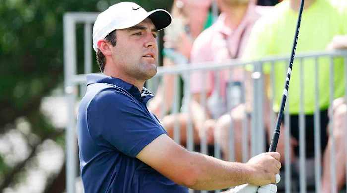 Scottie Scheffler watches a tee shot at the 2023 Arnold Palmer Invitational.